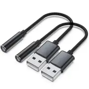 2-Pack USB to 3.5mm Jack Audio Adapter, USB to Audio Jack Adapter Headset, US...