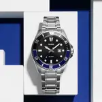 【CASIO 卡西歐】槍魚同款系列 深海征服者不鏽鋼潛水錶/銀X藍黑框(MDV-107D-1A2)