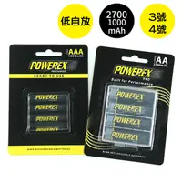 在飛比找PChome24h購物優惠-POWEREX Pro 3號+4號 低自放鎳氫充電電池