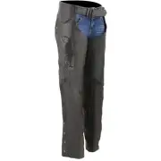 Milwaukee Leather ML1179 Ladies Black Leather Biker Chaps with Wing Embroidery