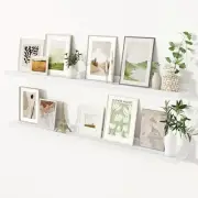 Picture Ledge Shelf, Floating Shelves Set of 2, 55 Inch, Set of 2 Washed White