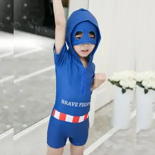 【泳衣果】兒童泳衣S-2L勇士遮眼連身款可愛泳裝