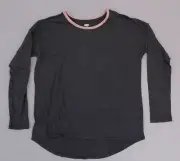 Old Navy Girl's Glitter Neck Relaxed Softest Tee Shirt JL3 Graphite Size XL NWT