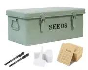 Seed Storage Organizer Box with 4 Compartments Lock 50 Envelopes 20 Labels