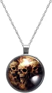 [Diusye] Necklaces for Women, Horror Human Skulls Print Stainless Steel Pendant Necklace Jewelry Birthday Anniversary Wife Girls Friends Gift