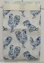 Cynthia Rowley Farmhouse Double-Sided Blue & White Chickens Table Runner 90"