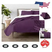 Geometric Design Coverlet Set with Pillow Shams - Full/Queen Lightweight Bedding