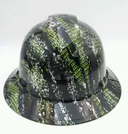 Hard Hat FULL BRIM custom hydro dipped,NEW GREEN CARBON URBAN CAMO BLACK
