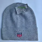 Gant Black Grey Silver Originals Premium Hat Mens Women Beanie NEW wool 30%