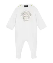 Versace Kids Medusa Embellished Crewneck Sleepsuit 6M,3M white