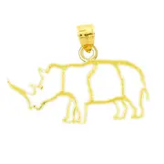 14K Gold Cut-Out Rhinoceros Pendant