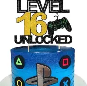 1 Pack 16 Video Game Cake Topper Glitter Gaming Level Unlocked 16th Birthday