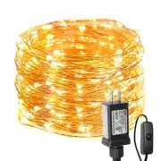 Plug in Fairy Lights with Switch 66 ft 200 LED String Lights, Warm White Copp...