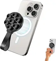 Handy Saugnapf Magnetic Phone Mount, Silicone Hands-Free Stand, Compatible with iPhone 15/14/13/12 MagSafe Cases, for Bathroom, Mirrors, TikTok, Selfies & Live Streaming (Black)