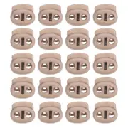 0.7x0.8" Cord Locks, 30 Pack Double Hole Spring End Toggle Stopper, Dark Khaki