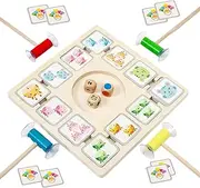 Matching Chess Game | Wooden Brain Teaser Games | Preschool Educational Activities with 96 Cards 3 Dice 4 Suction Sticks, Early Learning Toy for Boys Girls Ages 4+