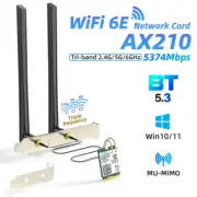 WiFi 6E AX210 Bluetooth 5.3 5374Mbps Wifi Card Kit Wireless Adapter 802.11ax