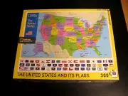 NATIONAL GEOGRAPHIC PUZZLE THE UNITED STATES AND ITS FLAGS 300 PIECES SEALED