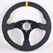 14" Flat Bottom Geniune Leather Car Sport Racing Sport Modified Steering Wheel (for: Mazda)