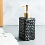 Dispenser for Lotion Automatic Soap Dispenser Bottle，Gold Soap Dispenser Bathroom with Relief Ceramic Hand Soap Dispenser for Shower Square Soap Pump Dispenser Kitchen, 360ML. (Black)