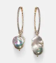 [Mateo] Mateo 14kt gold hoop earrings with Baroque pearls and diamonds One Size gold