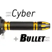 KiWAV Motorcycle Cyber grips Gold with Bullet Bar Ends Gold/Black