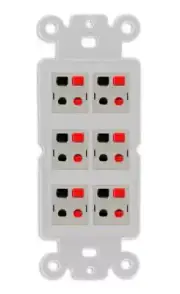 RiteAV 6 Port Speaker Wire Plug Jack Wall Plate - Rocker [Gray/Gray]