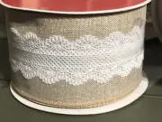 NEW Lot 2 Rolls Beautiful Burlap Lace Vintage Style Ribbon 46’ EXTRA ROLLS AVAIL