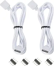 uxcell 4 Pin 10mm RGB LED Strip Light Connector Extension Cable 1M Length White 2Pcs with 4Pcs Male 4 Pin Plugs