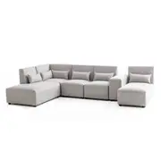 Foret 6 Seater Sofa Modular Corner Lounge Couch Fabric Left Chaise Ottoman Beige L Shape