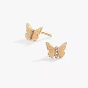Alex And Ani Sterling Silver Butterfly + Crystal Stud Earrings