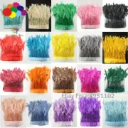 10Meter Top Quality 4-6Inch Dyed color Stripped Rooster Coque Tail Feathers Trim