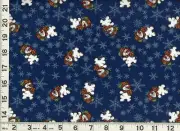 Happy Snowmen Snowflakes on Blue Christmas Quilting Sewing Fabric 1/2 Yard #3090