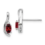 14k White Gold Garnet Diamond Earring