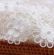 Double Layer Flowers Pearl Lace Trim Beading Clothing Accesories Sewing