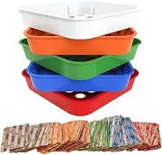 Coin Sorters Tray & Coin Counters – 5 Color-Coded Coin Sorting Tray Bundled with 110 Assorted Flat Coin Roll Wrappers for US Coins