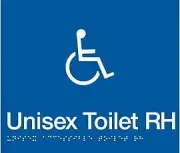 Accessible Toilet Right Hand Sign DTRH-BLUE (Braille) | Braille Signs