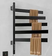 Heated Towel Racks Towel Rail Wall Mounted 5 Arm Swivel Towel Rack 180° Rotatable, Constant Temperature Heated Towel Warmer for Bathroom, Kitchen(Black)