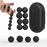 Magnetic Sensory Fidget Ball Toy, Attracting Stress Ball with Silicone Shell for Adults and Teens, Peace of Hands and Anxiety Mind, Fun Stress Free Magnet Balls (Black Series, Set of 8)