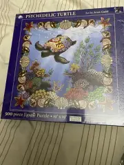 Psychedelic Turtle SUNSOUT INC. 500 pc Jigsaw Puzzle by Artist Aron Gadd 19"sq.