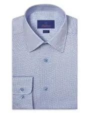 David Donahue Slim Fit Herringbone Geometric Print Dress Shirt