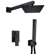 Matt Black Shower Combo Rain Head Straight Arm Multifunction Hand Spray Holder Mixer