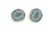 Teal Geode 1 Pair Earring Studs Gold Gemstone Crystal Healing