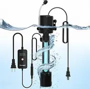 Devopet Aquarium U-V Filter for Green Water, Fish Tank Green Clean Machine with Aeration & Dual Water Outlet, Submersible Water Pump & U-V Light with Timer, for 40-120 Gallon Tank(265GPH/20W)