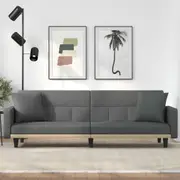vidaXL Sofa Bed with Cushions Dark Grey Fabric