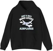[X.Style] Just A Boy Who Loves Airplanes Baby Boys Toddler ds001 Hoodie Black L
