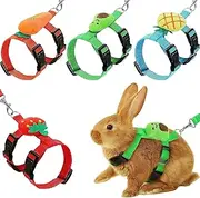 Rabbit Harness and Leash, 4 Sets Adjustable Bunny Harness Leash Set, Small Pet Cute Vest Harness Leash for Safety Walking Running for Bunny Cat Puppy Kitten Ferret