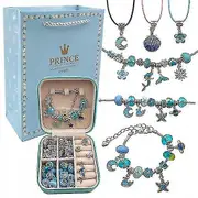 Charm Bracelet Making Kit Diy Craft Jewelry Gift Set For Kids Girls Teens blue