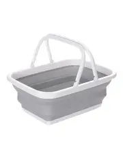 [BR Home] Collapsible Laundry Basket Washing Clothes with Handles 9L in Grey/White