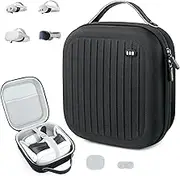 Krypthos Hard Carrying Case Compatible with Meta Quest 3S/Quest 3/Quest 2/Vision Pro, Portable VR Gaming Headset and Touch Controllers Case with Lens Protector, Suit for Travel and Home Storage-Black